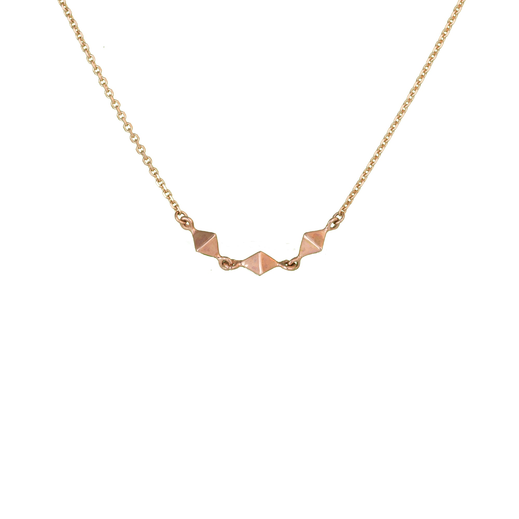 Necklace Three Gold Cubes Tan Cord - Rancho