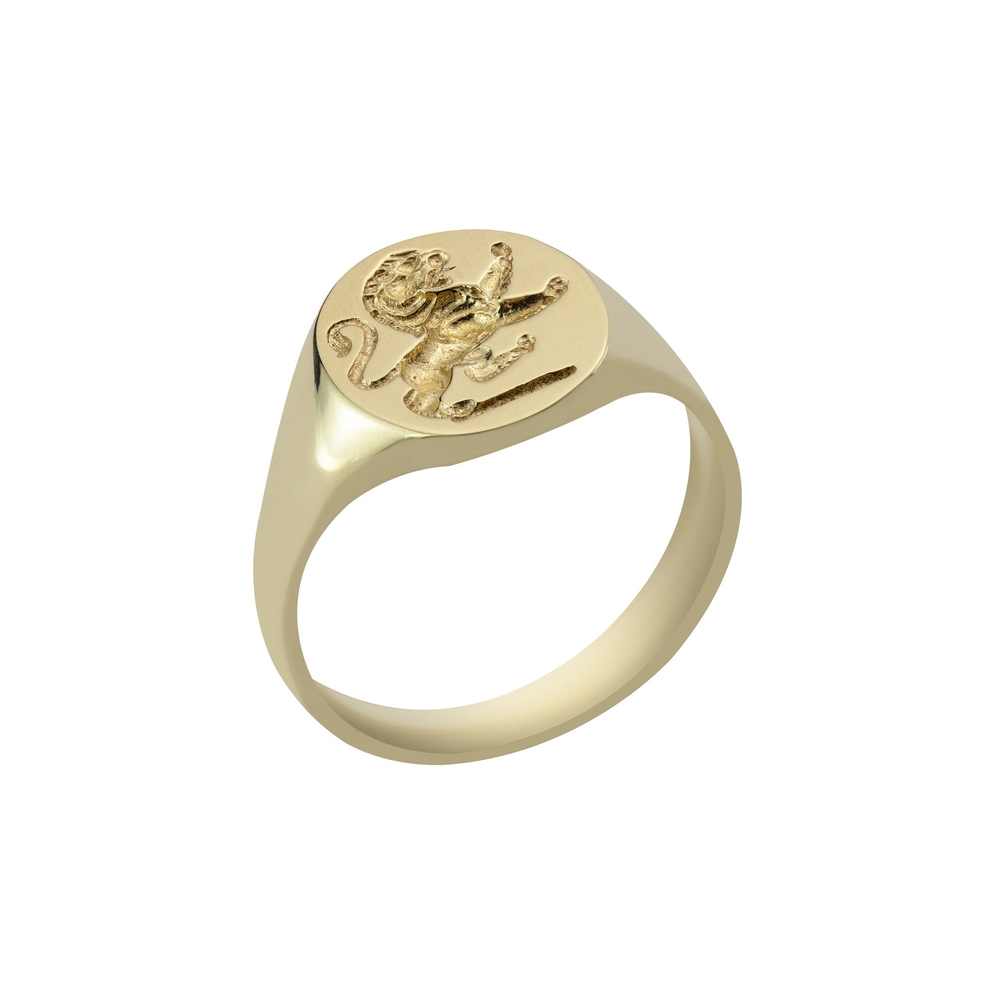 9ct Yellow Gold Lion Rampant Seal Signet Ring - Main Image