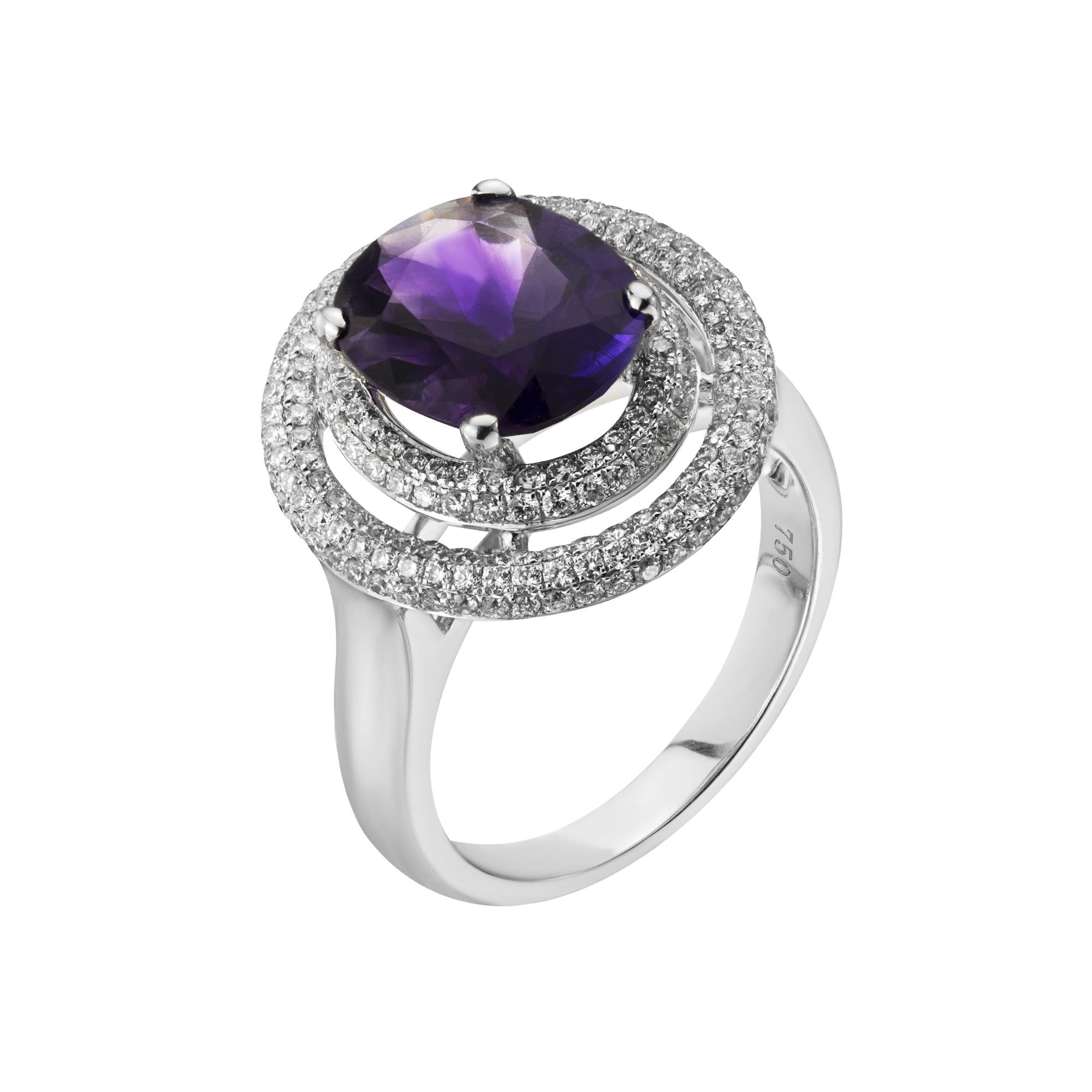 •AMETHYST - OVAL• split band silver ring (size 7.75)