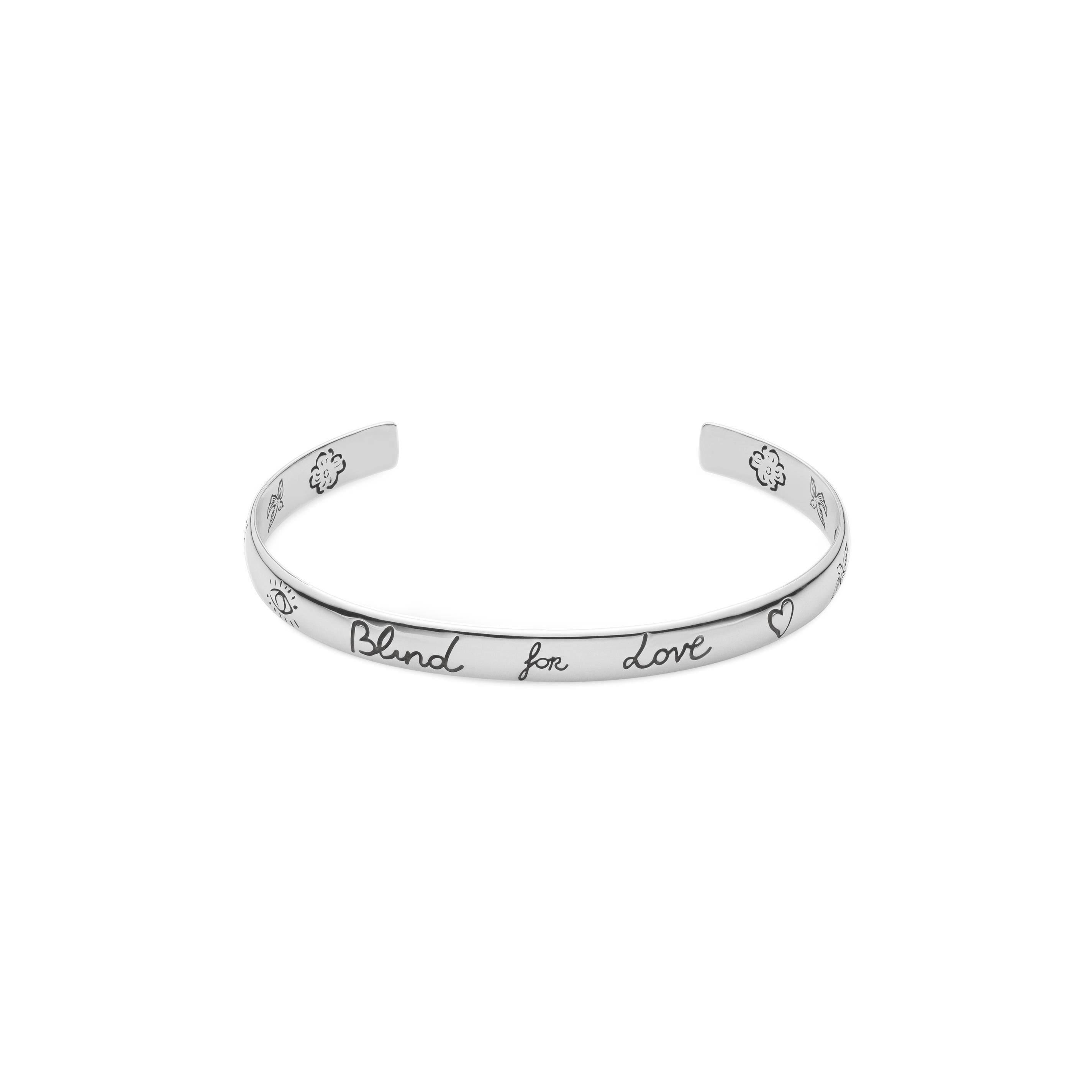 Gucci Silver and Black Blind For Love 6mm Bangle