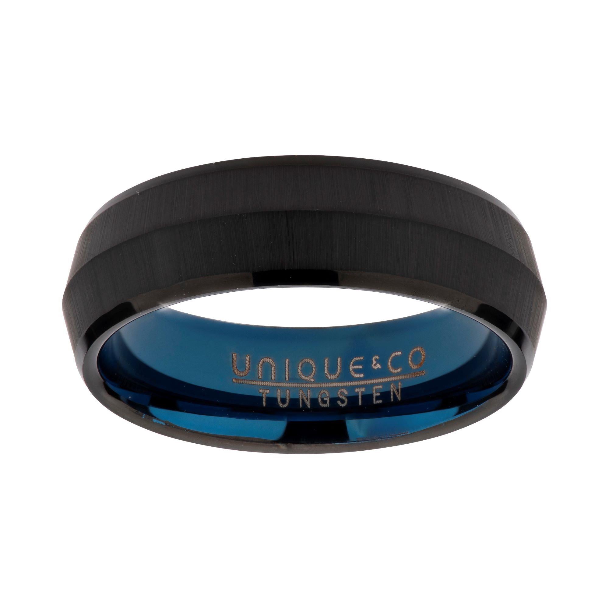 Tungsten Carbide 6mm Ring With Blue Inner 