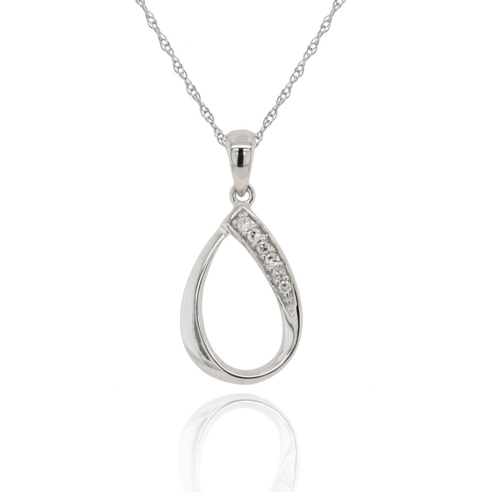 9ct White Gold Diamond Teardrop Pendant