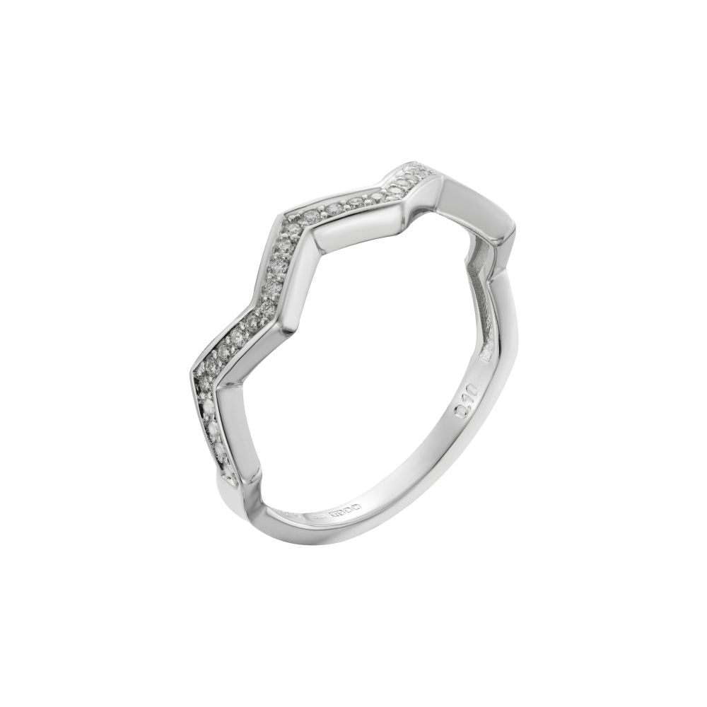 9ct White Gold Diamond Zig Zag Dress Ring