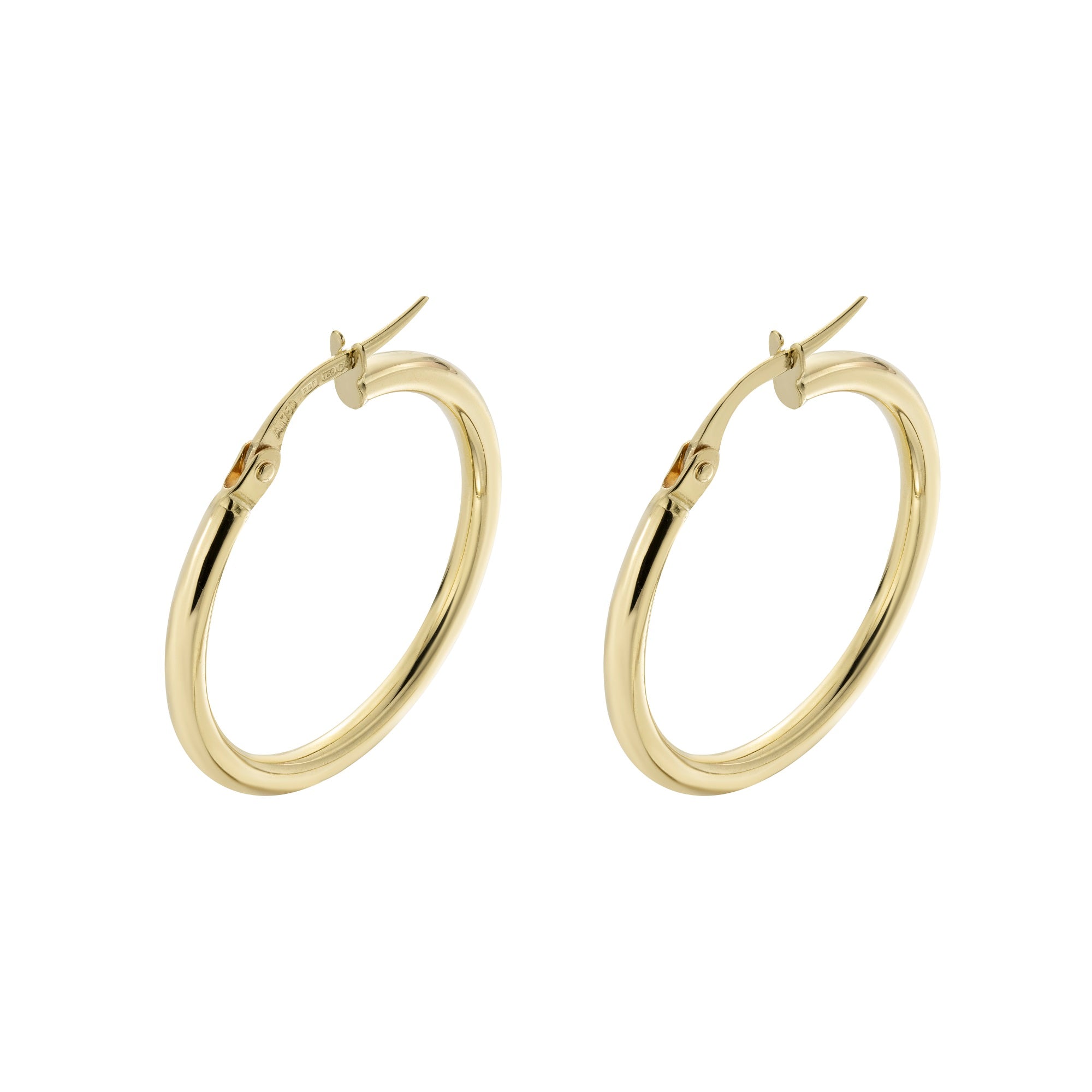 Boucles D'oreilles Créoles Or 14K - Tubes Carrés Et Anneaux Ronds - Hinged