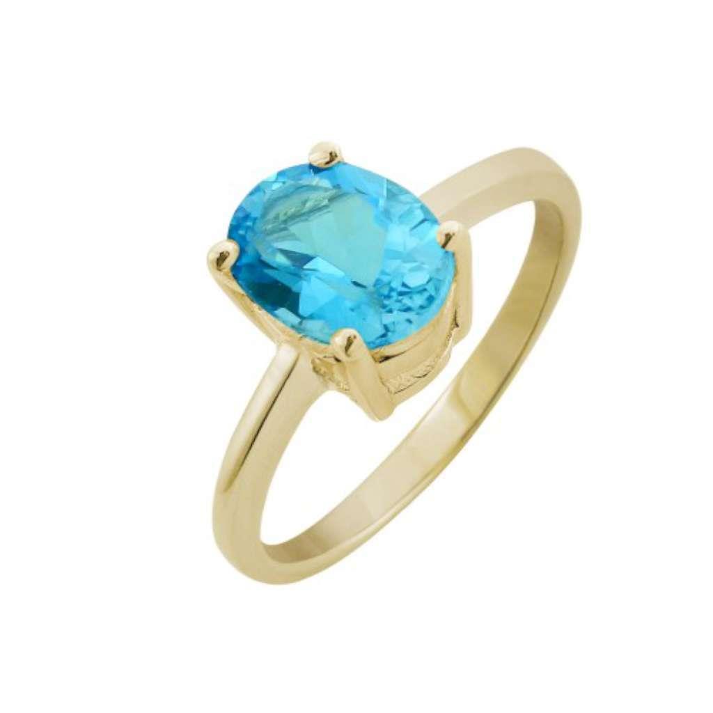 Blue Topaz 4 Claw Dress Ring in 9ct White Gold