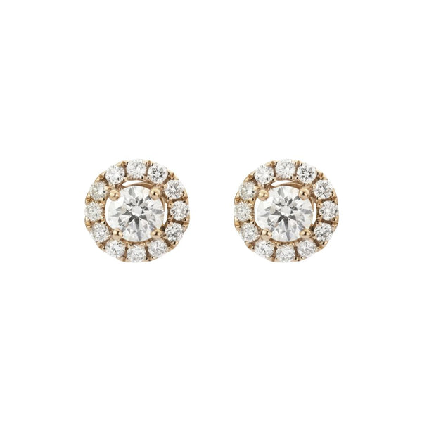 18ct Rose Gold Diamond Set Halo Earrings
