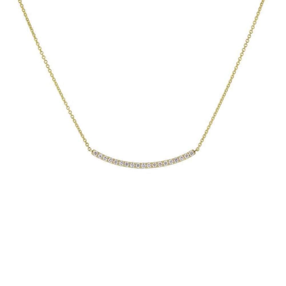 18ct Yellow Gold Diamond Curved Bar Necklace 0.39ct