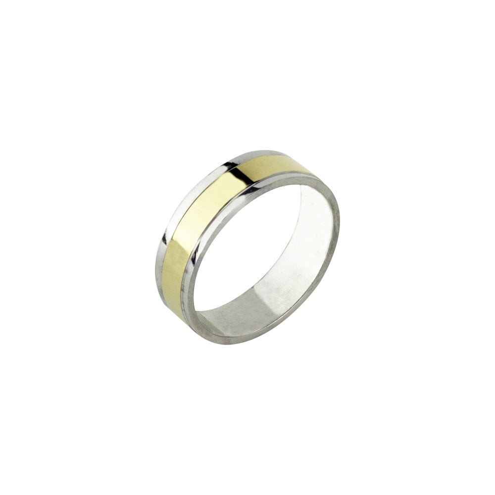18ct Yellow White Gold Wedding Band Style Ring