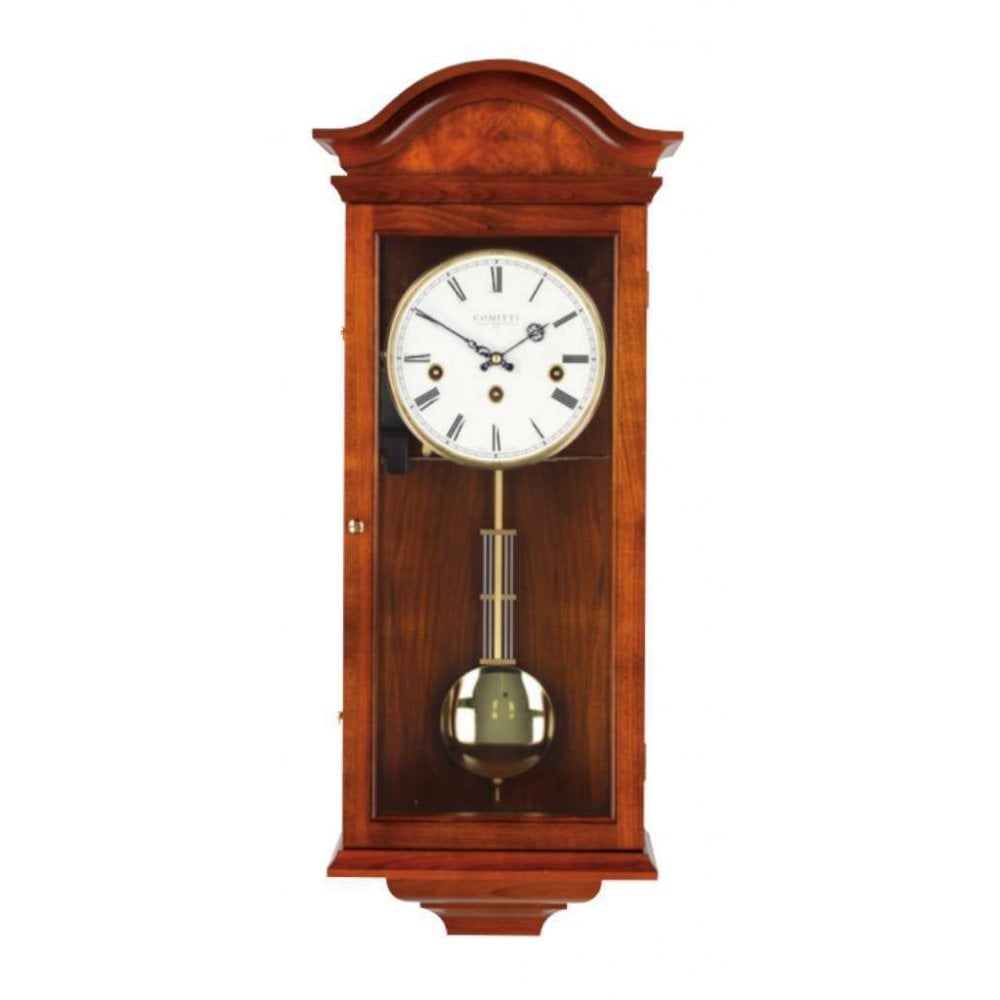 Comitti Walnut Serpentine Regulator Chime Clock