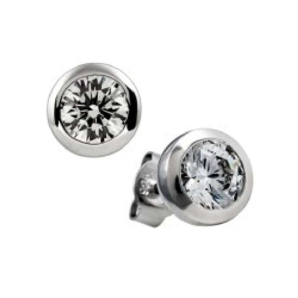 Orecchini A Perno Tuscany Silver In Argento 925 Placcato Rodio Con Zirconi Cubici – 11 Mm, Chiusura A Molla. Gioielli Eleganti E Ipoallergenici In Confezione Regalo.