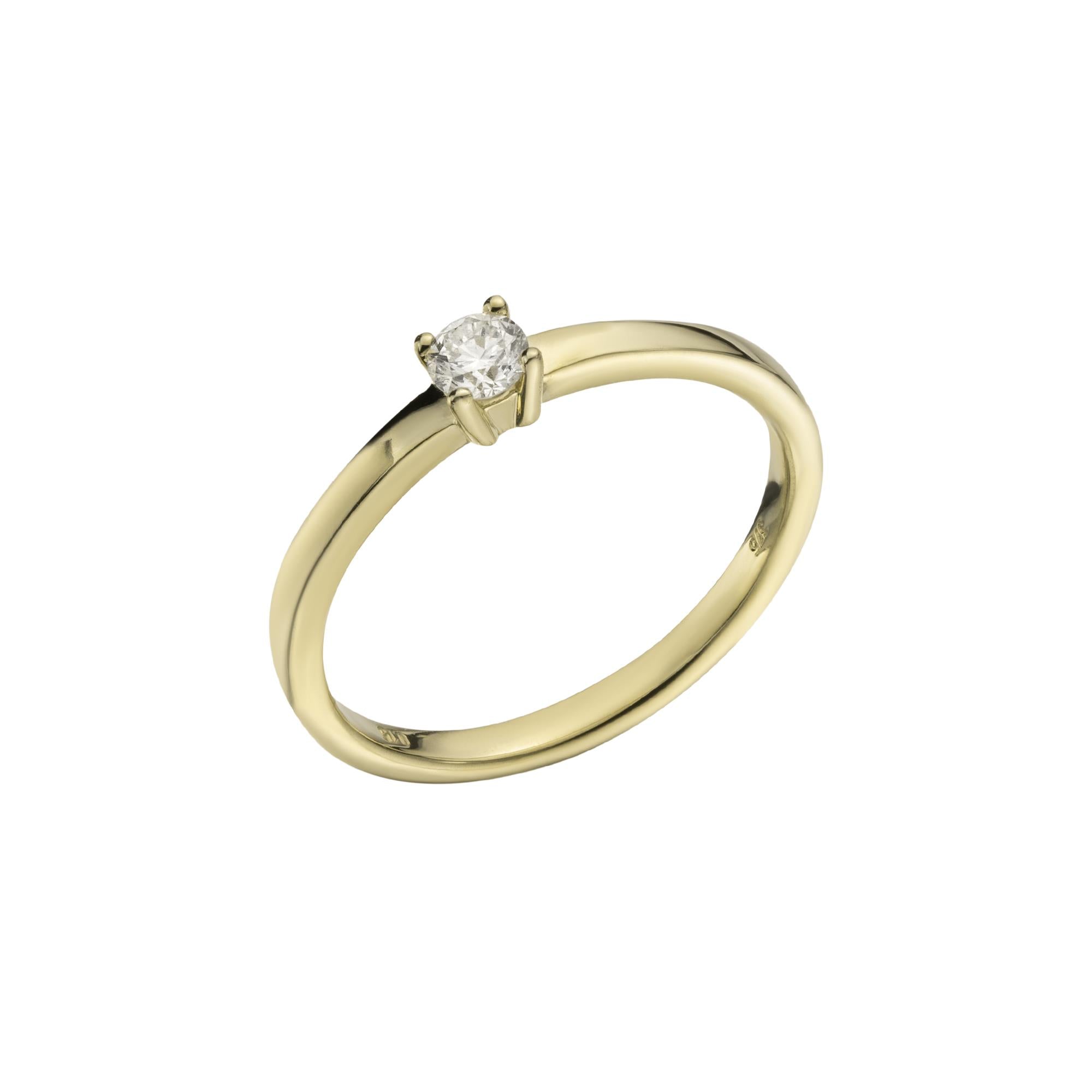 9ct Yellow Gold Round Cut Diamond Solitaire Ring