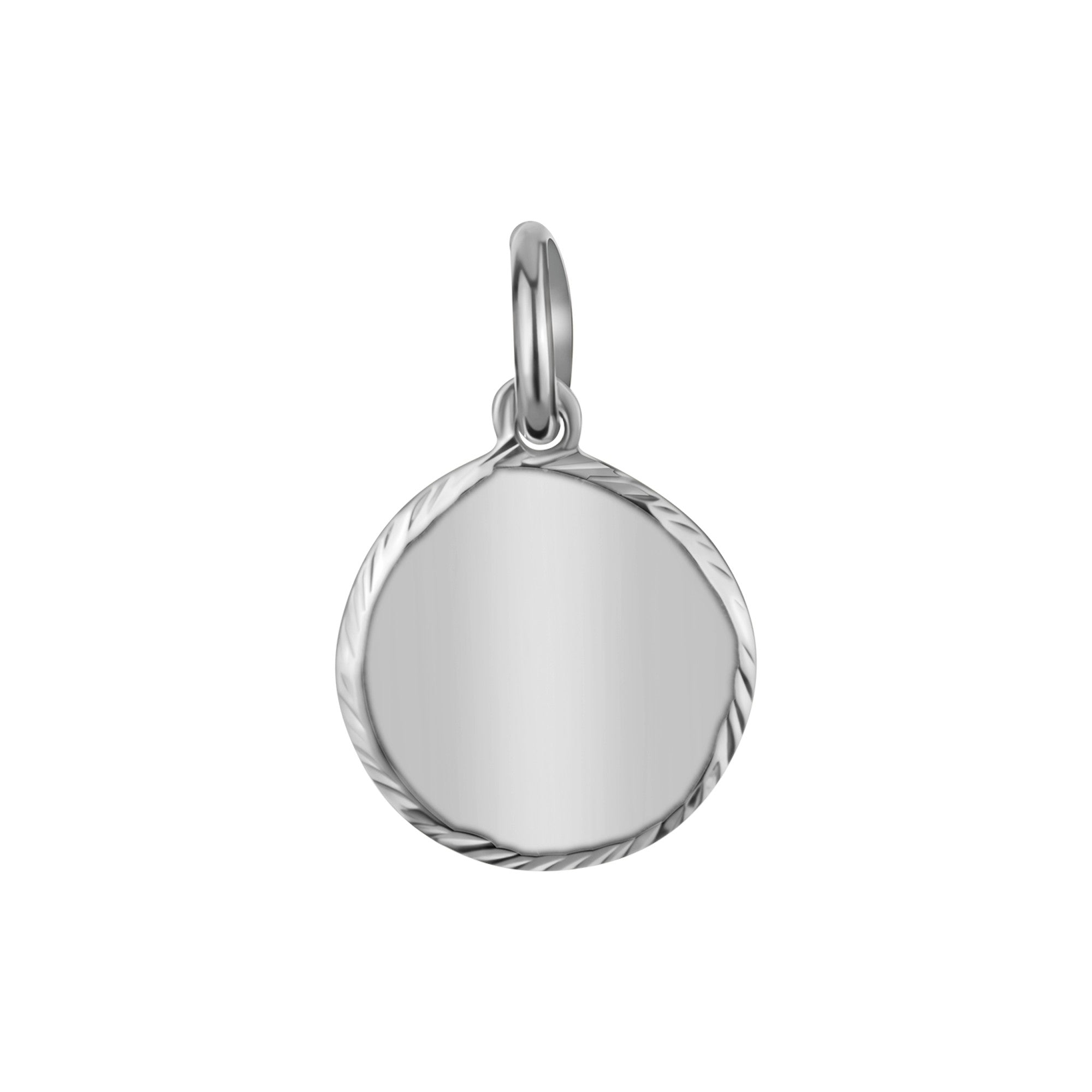 Silver Disc Rounded Edge Silver Round Diamond Cut Edge Disc