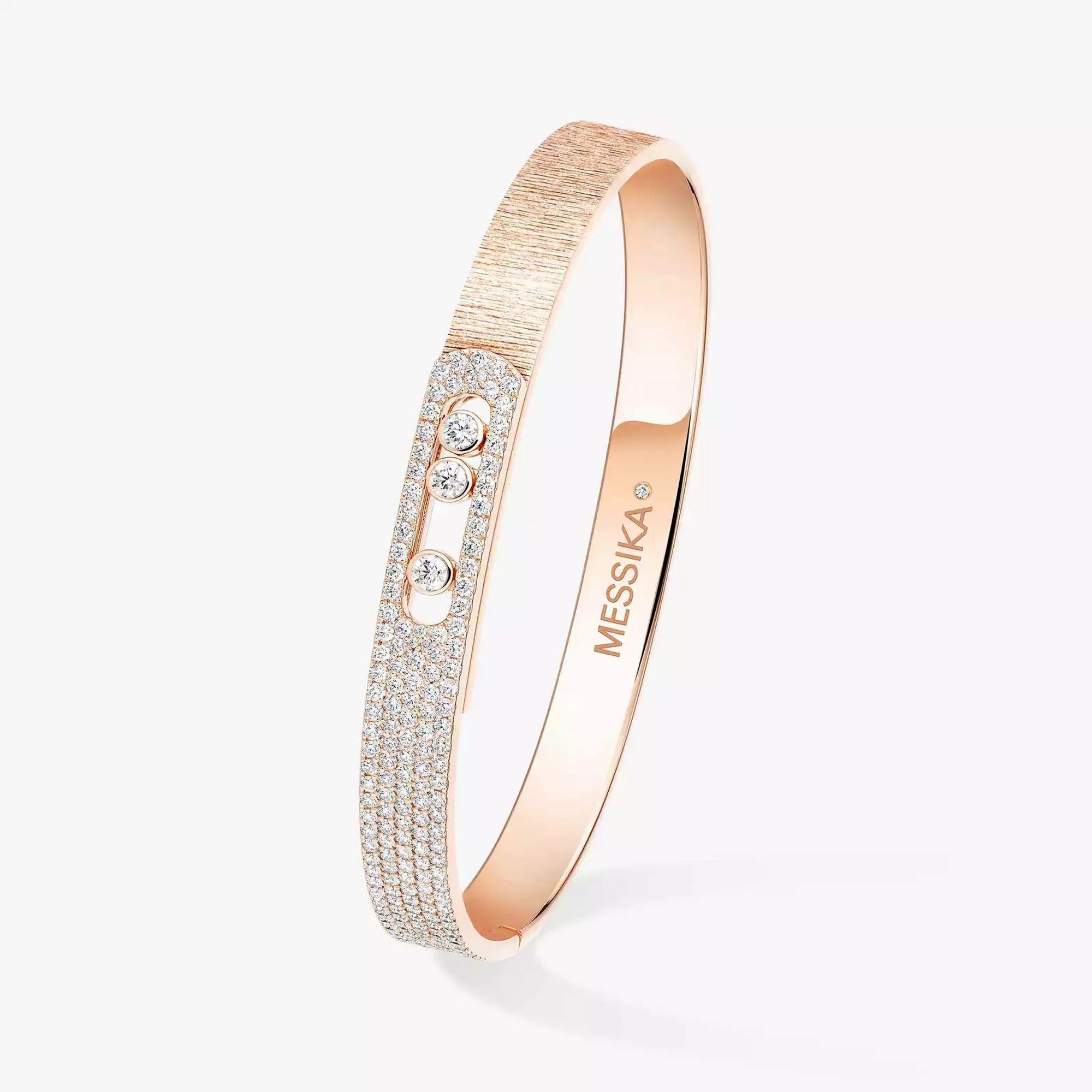 Move Noa Ciselé 18ct Pink Gold Diamond Bangle