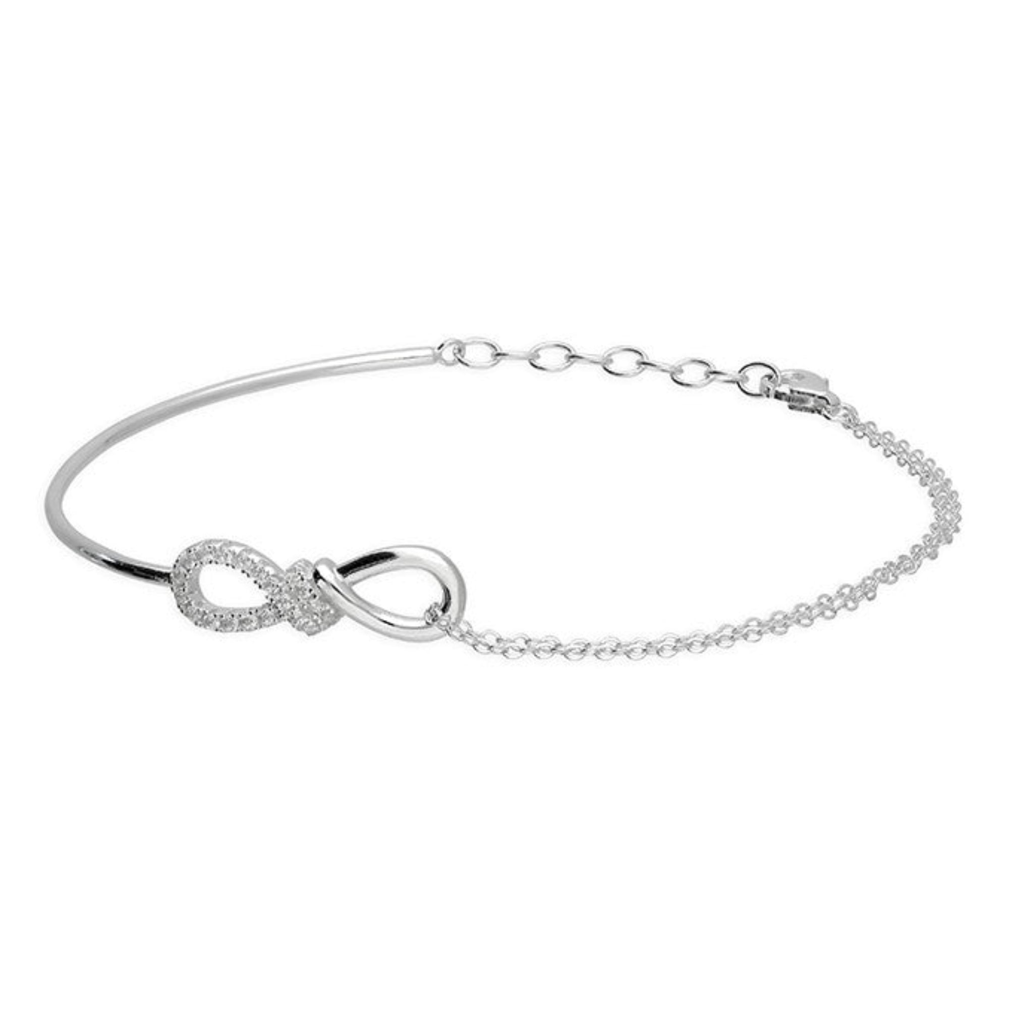 Silver Cubic Zirconia Infinity Bangle