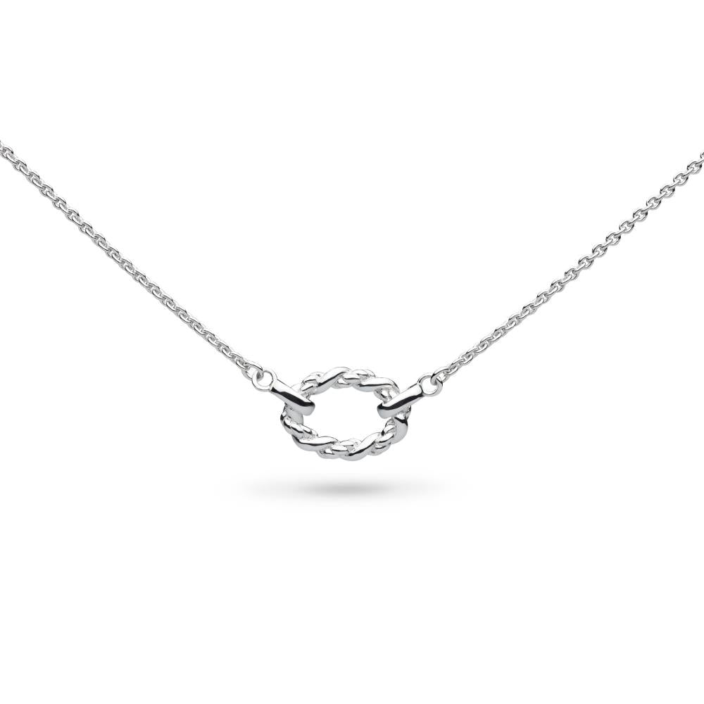 Silver Rope Twist Oval Necklace