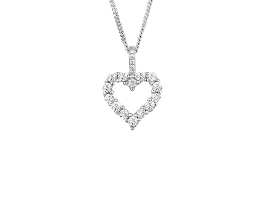 Silver Cubic Zirconia Open Heart Pendant