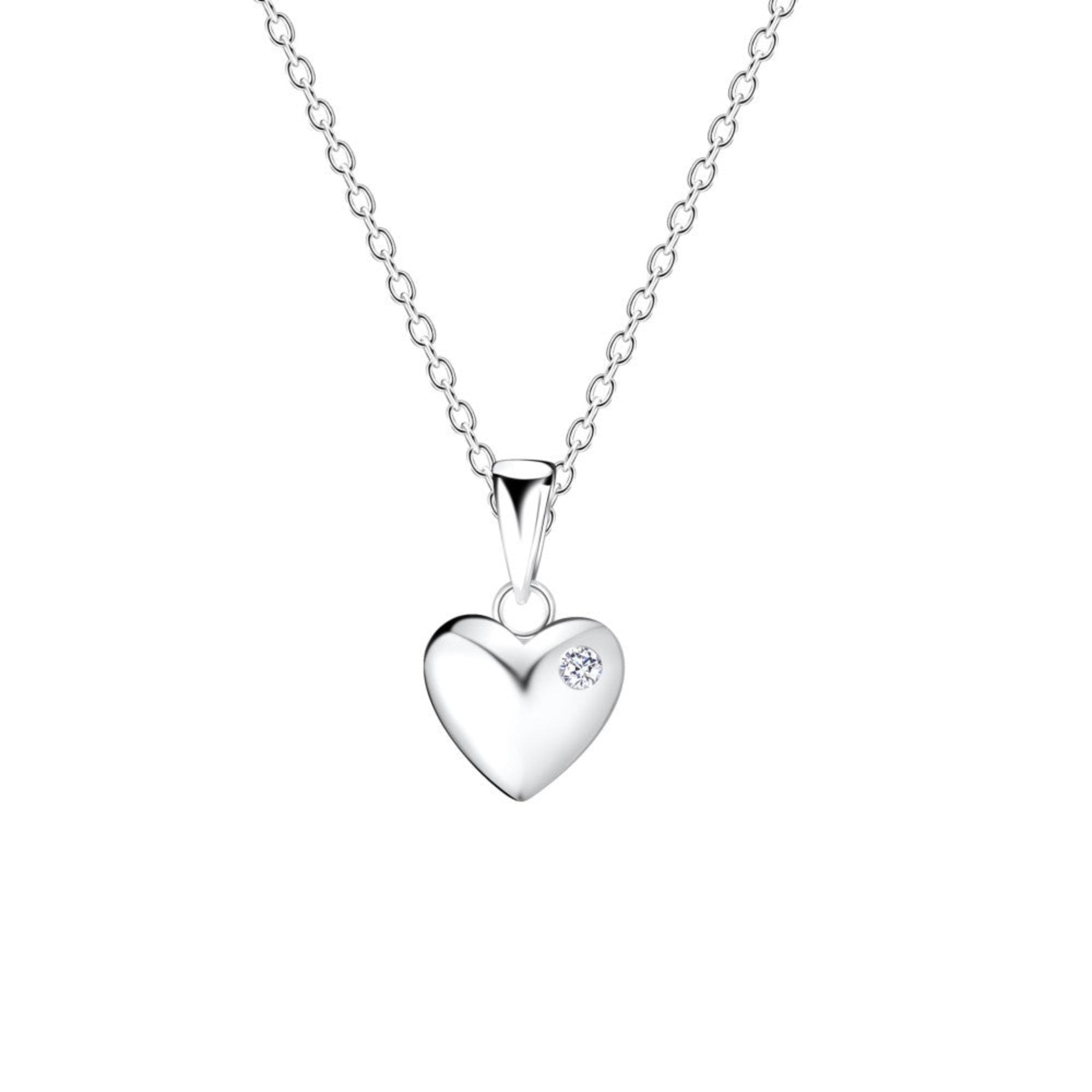 Silver Cubic Zirconia Mini Heart Pendant