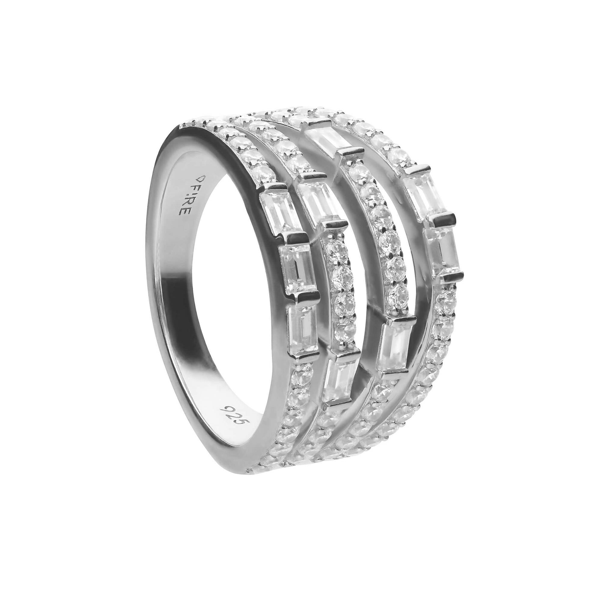 Silver & Cubic Zirconia Multi Strand Ring