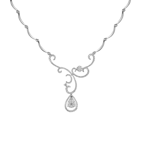 18ct White Gold Diamond Pear Shaped Cluster Collarette 