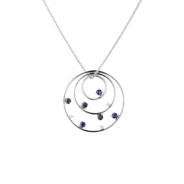 18ct White Gold Sapphire & Diamond Circle Pendant