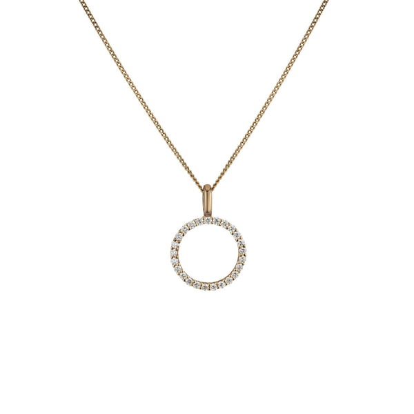 9ct Rose Gold Diamond Open Circle Pendant, 0.25ct