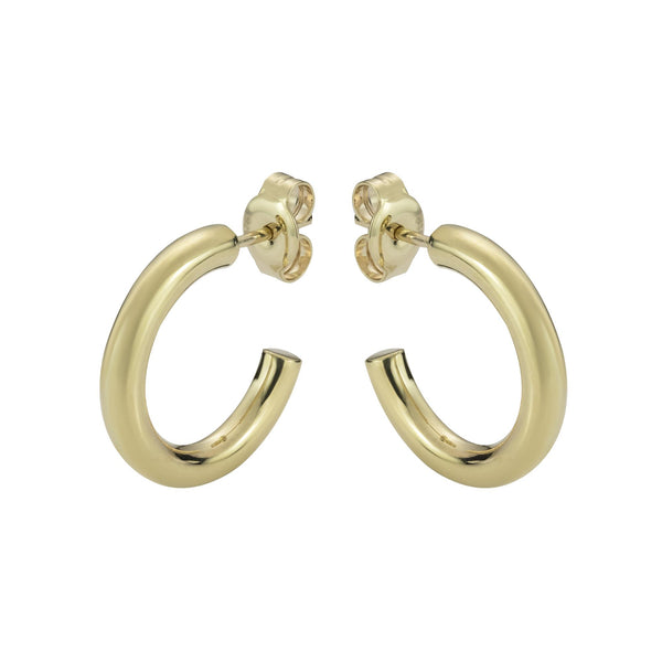 9ct Yellow Gold Tubular Half Hoop Earrings