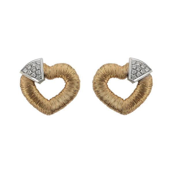 18ct Rose and White Gold Open Heart Diamond Set Earrings