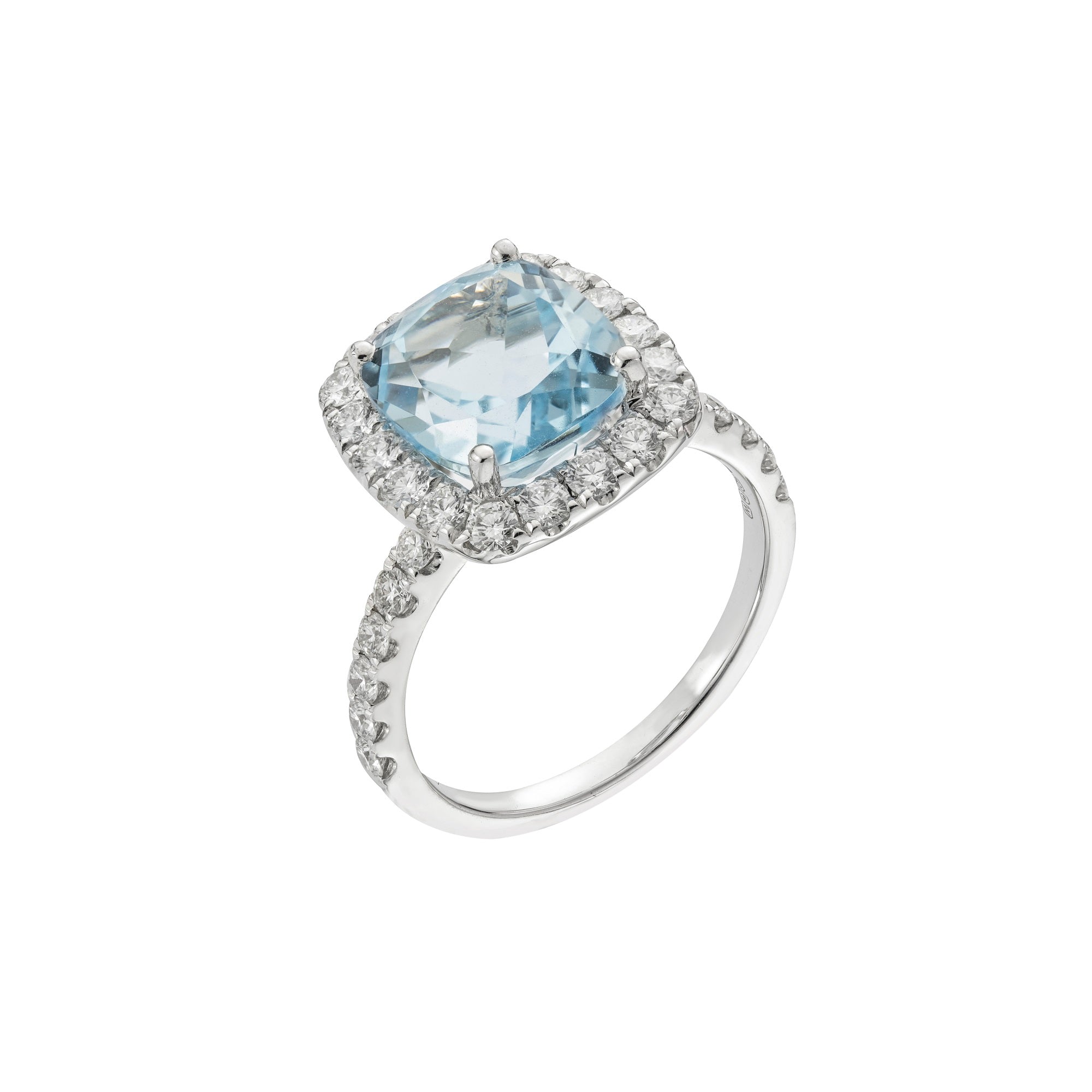 18ct White Gold Blue Topaz Cluster Ring