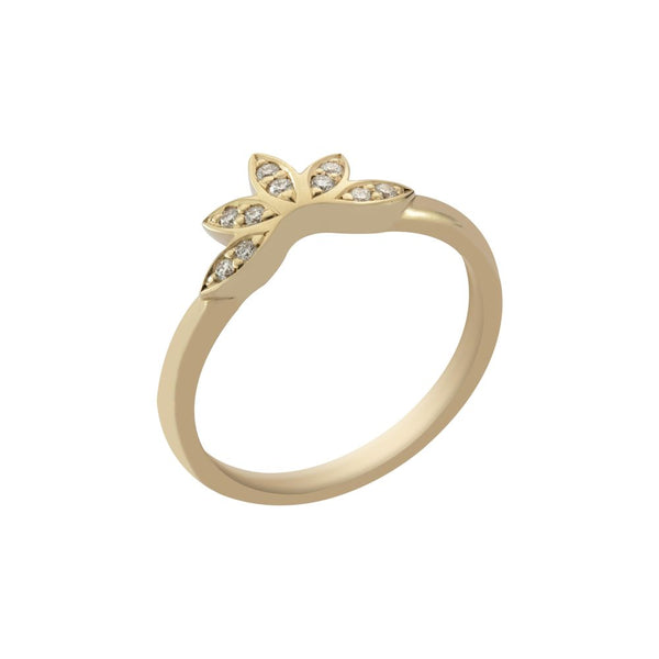 18ct Rose Gold Diamond Five Petal Shaped Wedding Ring 0.08ct
