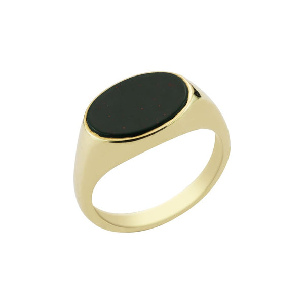 9ct Yellow Gold Oblong Bloodstone Signet Ring