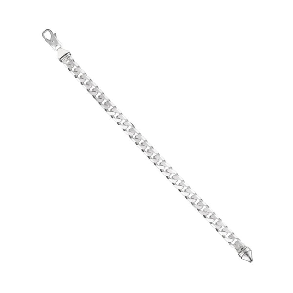 Silver Gents Flat Curb Link Chain Bracelet