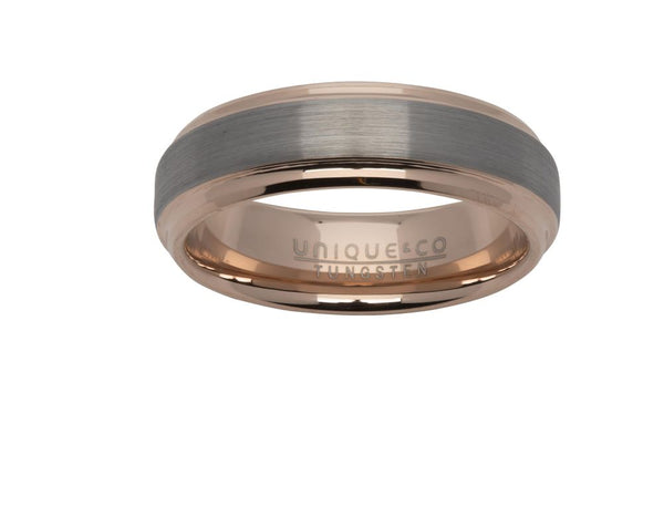 Tungsten Carbide Ring with Rose Gold Plating