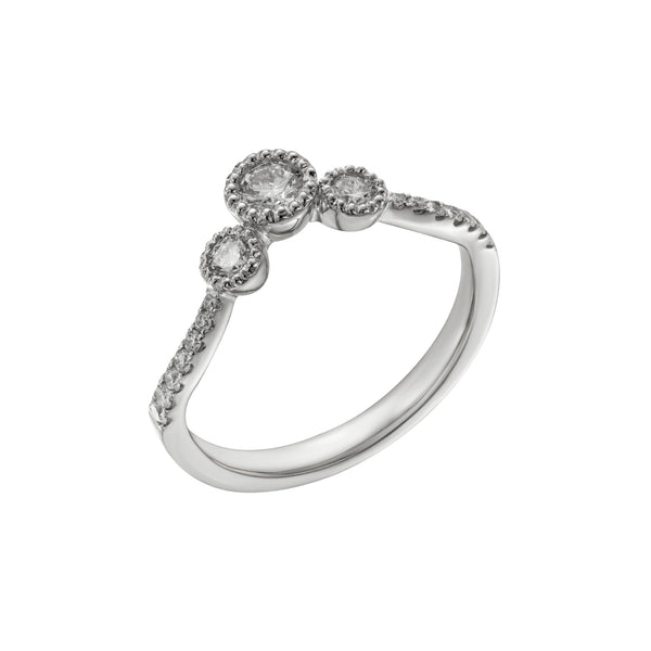 Platinum Three Stone Diamond Shaped Wedding Ring 0.41ct