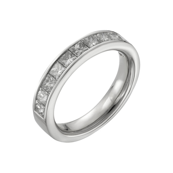 Platinum Princess Cut Diamonds Straight Eternity Ring 1.50ct
