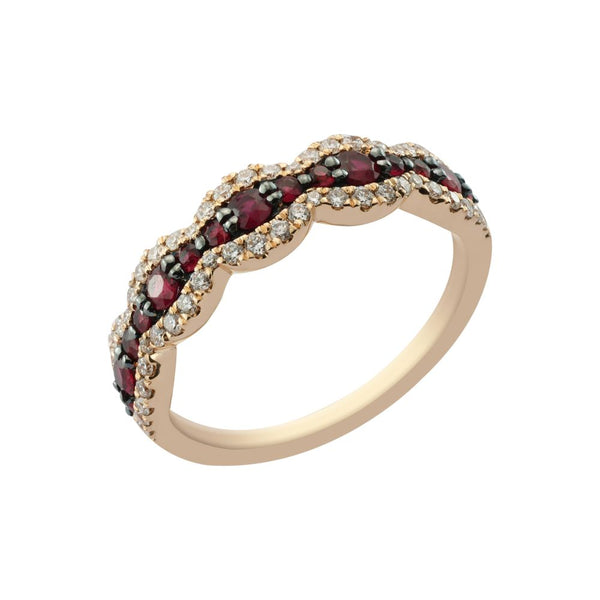 18ct Rose Gold Ruby & Round Brilliant Diamond Eternity Ring