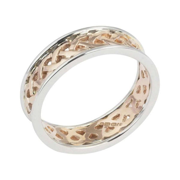 9ct Rose and White Gold 6mm Celtic Wedding Band