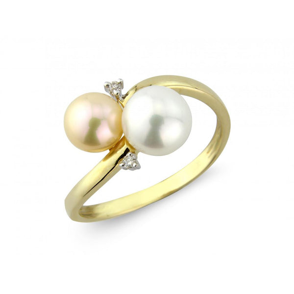 9ct Yellow Gold Diamond and Pearl Ring