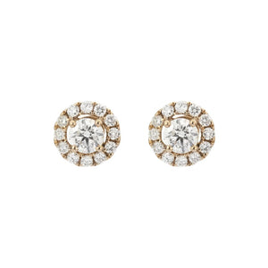 18ct Rose Gold Diamond Set Halo Earrings