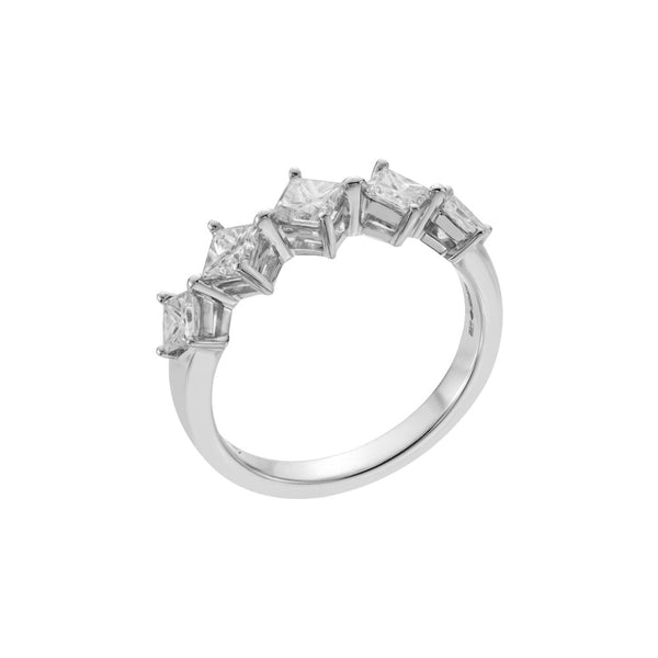 Platinum Five Stone Princess Cut Diamond Eternity