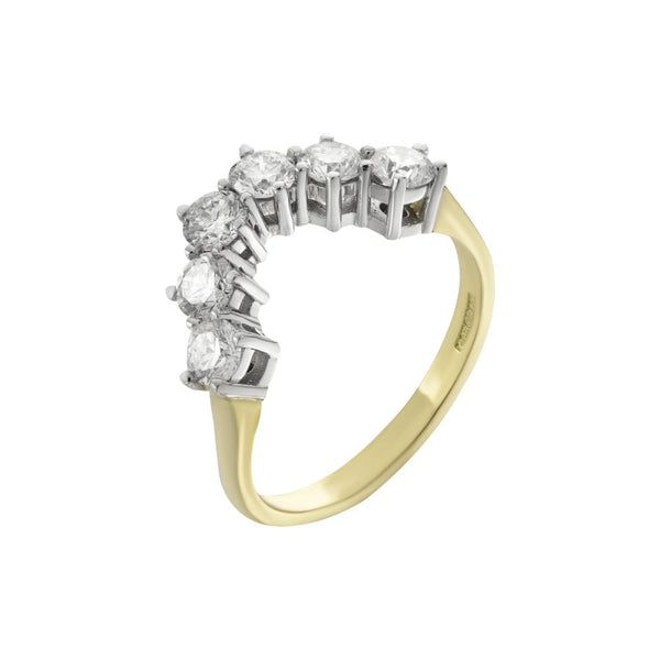 18ct Yellow & White Gold Six Stone Diamond Wishbone Eternity Ring