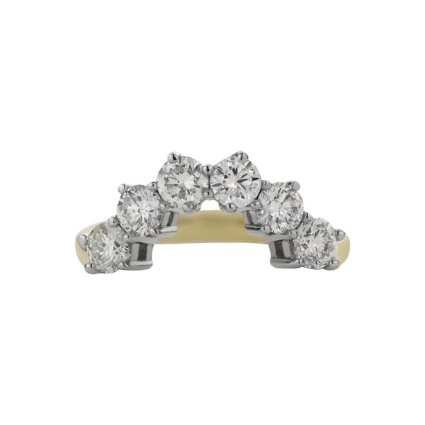 18ct Yellow & White Gold Six Stone Diamond Wishbone Eternity Ring