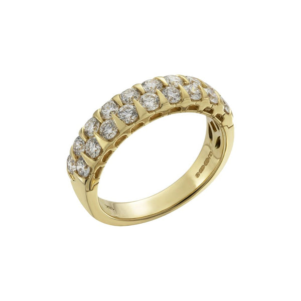 18ct Yellow Gold Two Row Diamond Eternity Band.1.75ct