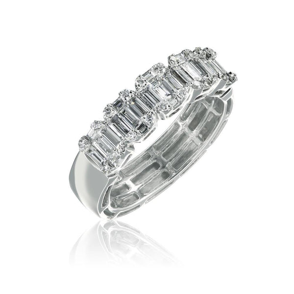18ct White Gold & Diamond Straight Fancy Style Eternity Ring 1.35ct
