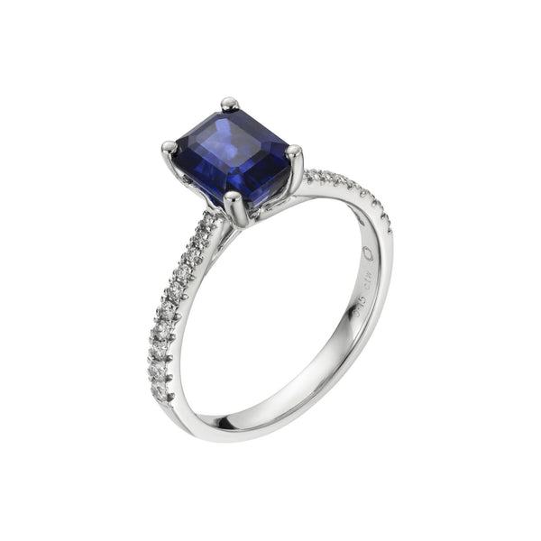 Platinum Sapphire and Diamond Ring