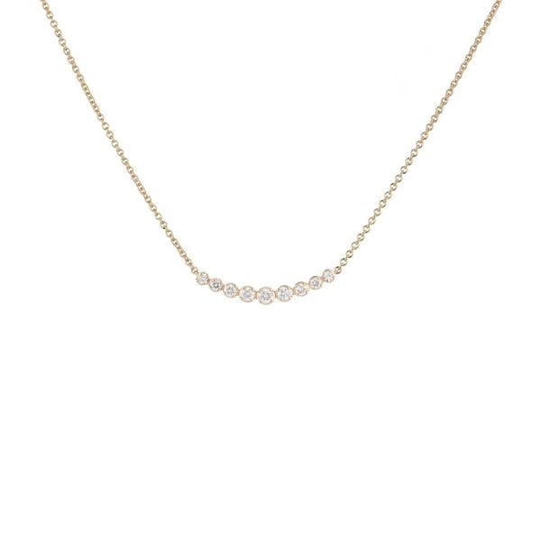 9ct Rose Gold Curved Bar Diamond Necklace