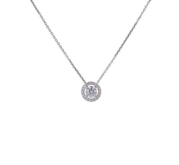18ct White Gold Diamond Halo Pendant
