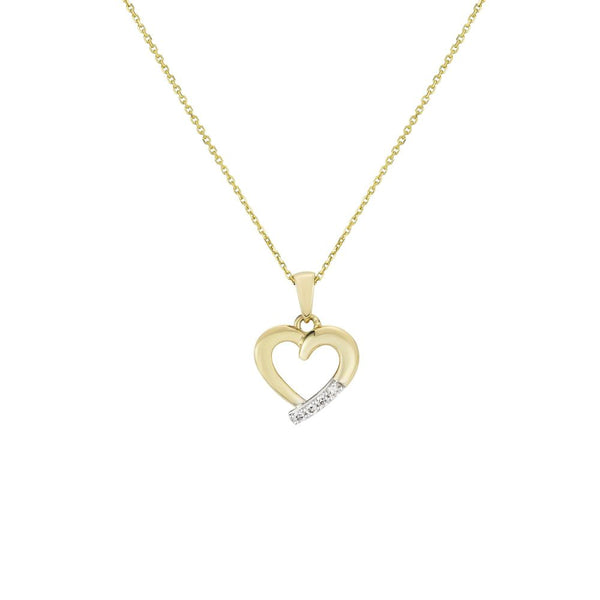 9ct Yellow Gold Diamond Set Heart Shaped Pendant