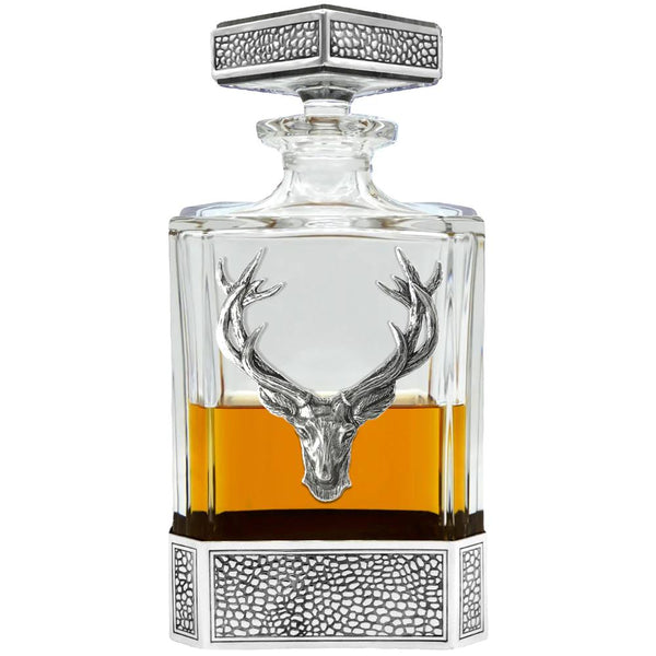 Pewter and Glass Stag Head Decanter