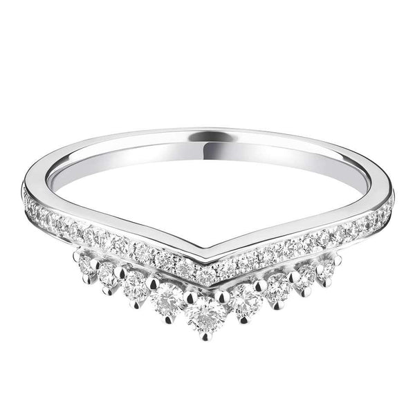 Platinum Two Row Shaped Tiara Style Wedding Band 0.32ct