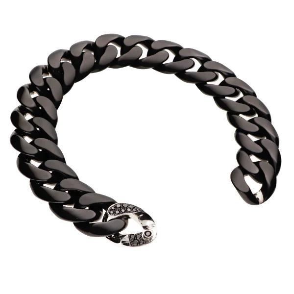 Matt Black Ceramic Curb Link Bracelet